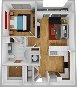 One Bedroom / One Bath 671 Sq. Ft.*