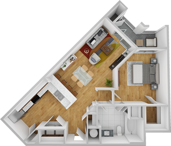 One Bedroom / One Bath 787 Sq. Ft.*